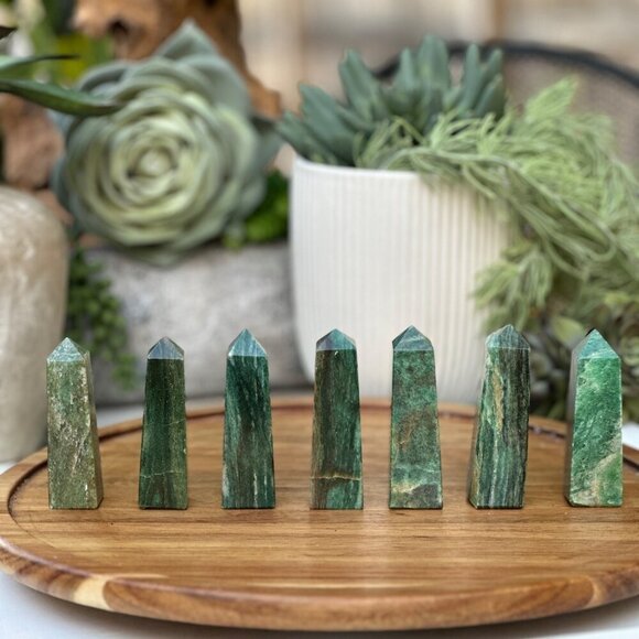 Nephrite Jade Small Obelisks Green Luck Crystal Point Tower Polished Gemstone - Picture 8 of 16